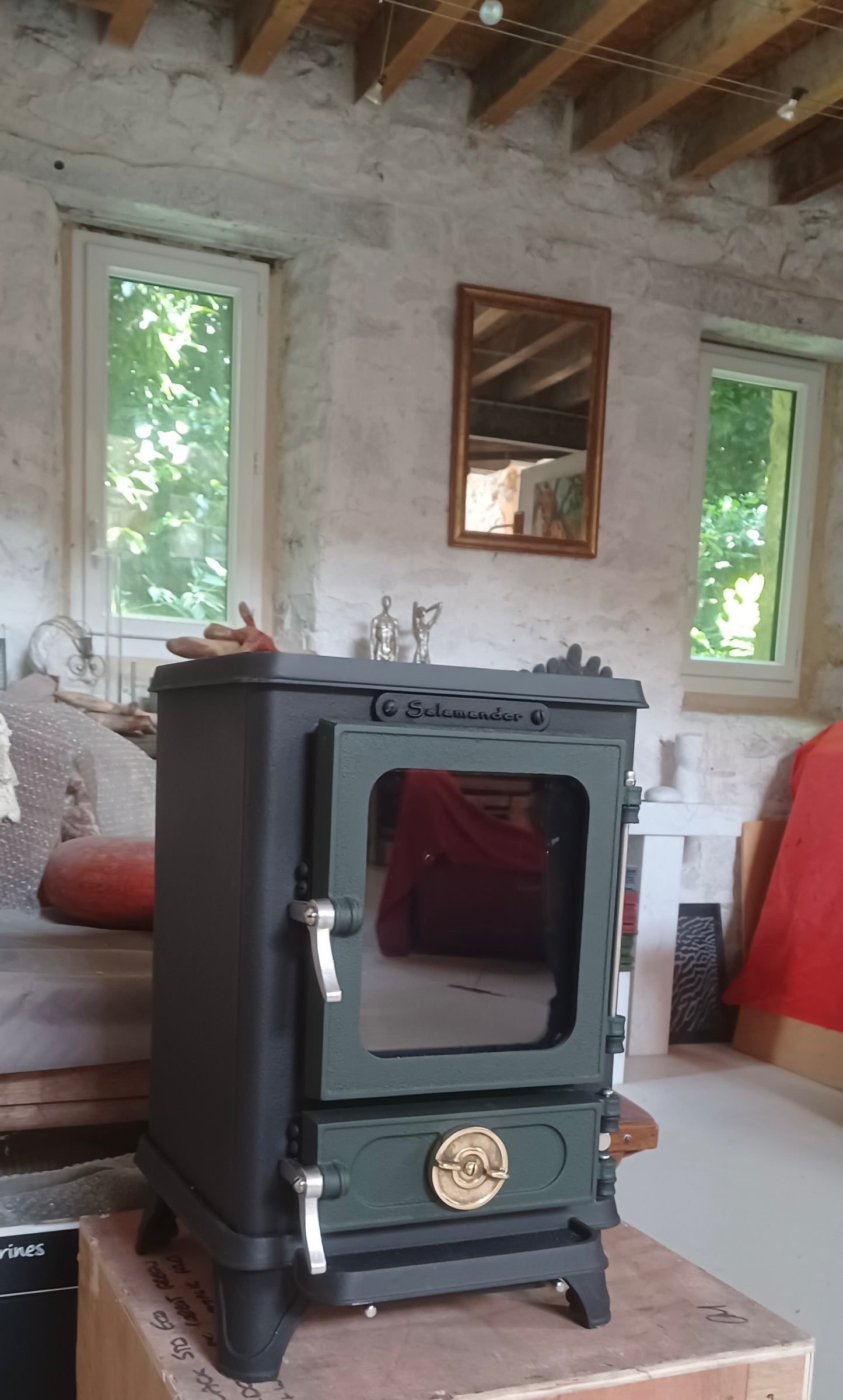Petit poêle à bois Salamander Stove Van / Tiny House Forest green