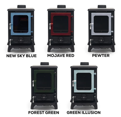 Petit poele a bois Salamander Stove avec porte coloree, vue 3