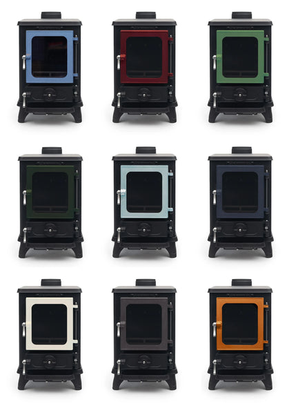 Petit poele a bois Salamander Stove avec porte coloree, vue 2