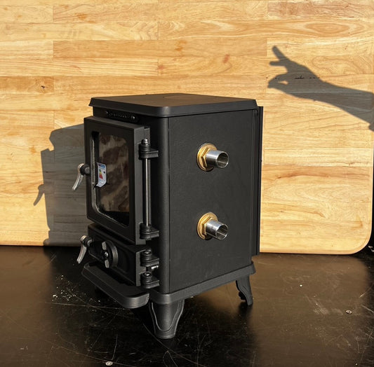 Petit poêle à bois Salamander Stove avec bouilleur Inox - 4,1 Kw